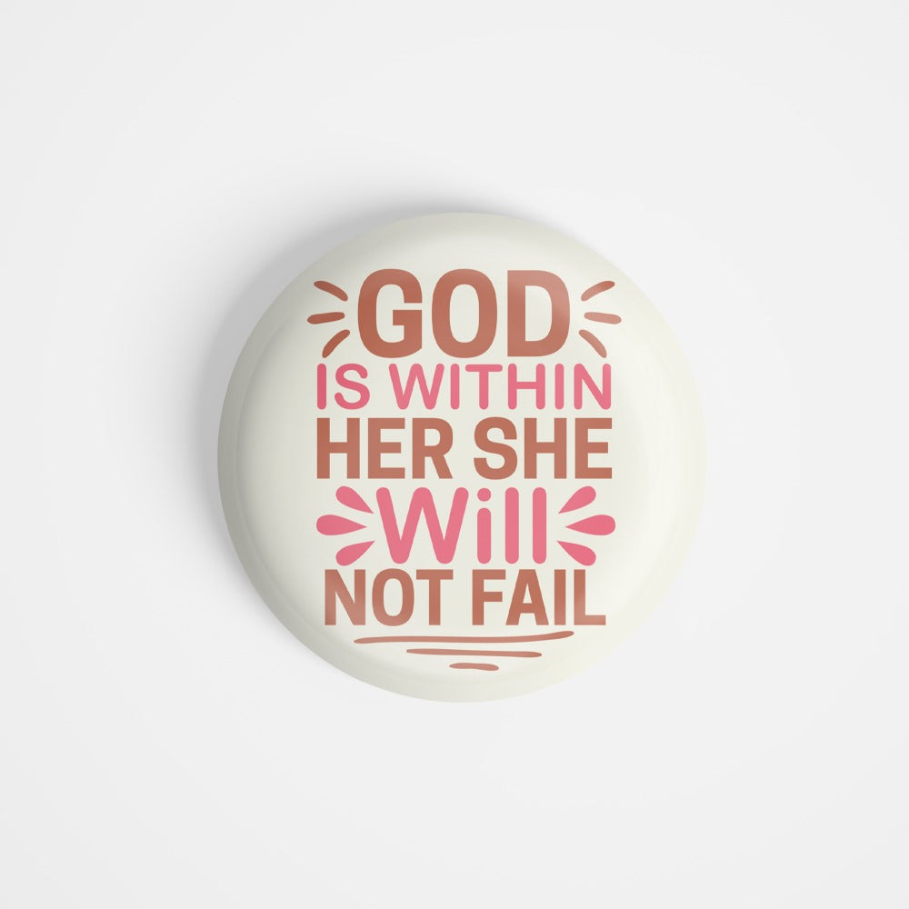 dhcrafts Round Fridge Magnet Yellow God Jesus God Is Within Her She Will Not Fail Glossy Finish Design Pack of 1 (58 mm)